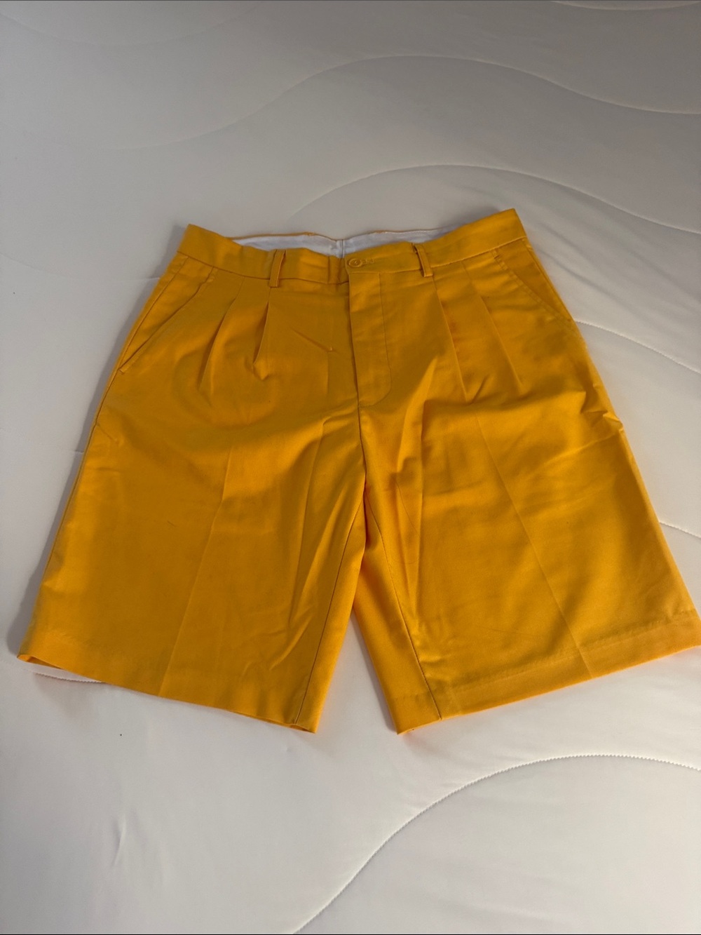 Men's Flat Front Shorts in Mustard Yellow